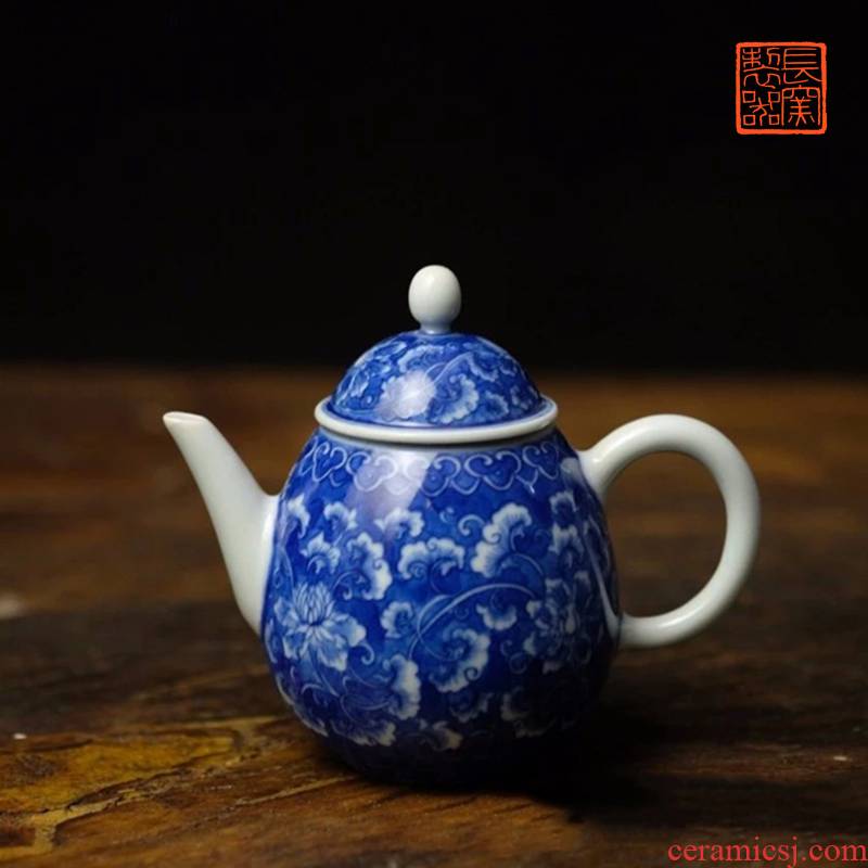 Offered home - cooked ju long up controller blue and white dragon egg blue noble hand - made pot of jingdezhen ceramics by hand little teapot tea sets
