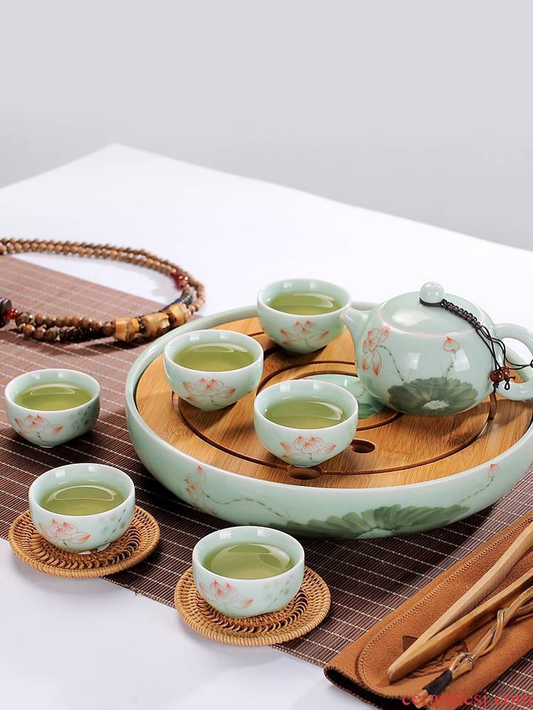 Household travel tea set, tea set jingdezhen ceramic teapot teacup consolidation set of kung fu