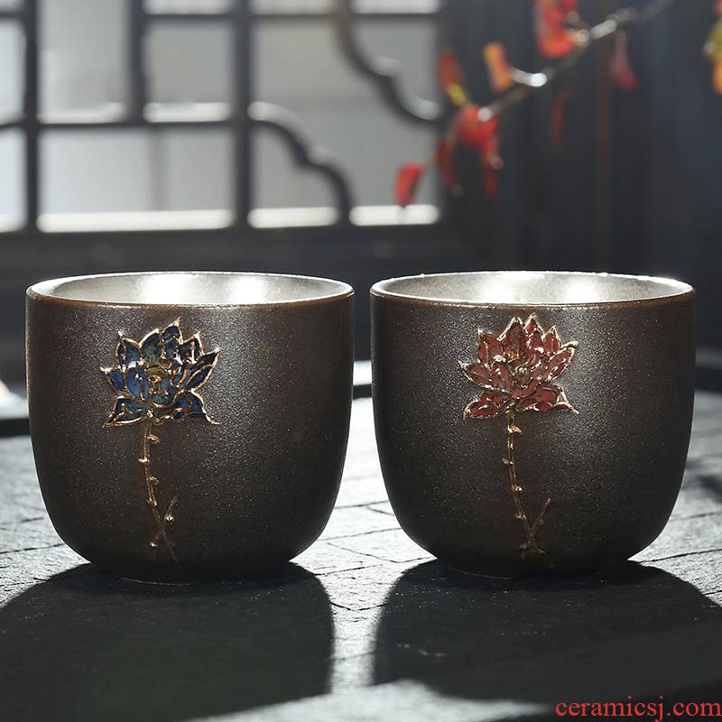 Checking out silver restoring ancient ways is kung fu tea set ceramic cup bowl master cup tea tasted silver gilding variable, individual cup