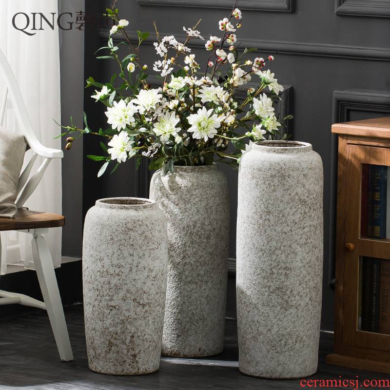 Jingdezhen ceramic flower arrangement sitting room porch place hotel landing large vases, I and contracted coarse pottery by hand
