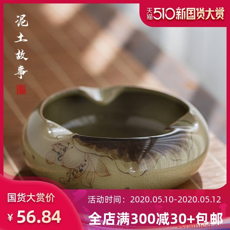 Ceramic ashtray Chinese hand - made creative move trend of Chinese wind restoring ancient ways home sitting room tea table with cover ashtrays