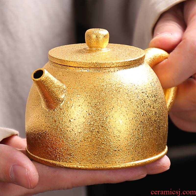 It undressed ore old purple clay checking household large gold teapot pure 24 k gold single pot of the teapot