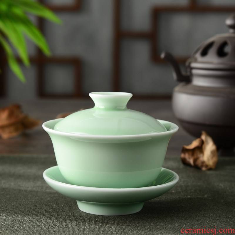 Back at tureen ceramic cups large single three white porcelain kung fu tea tea bowl violet arenaceous longquan celadon