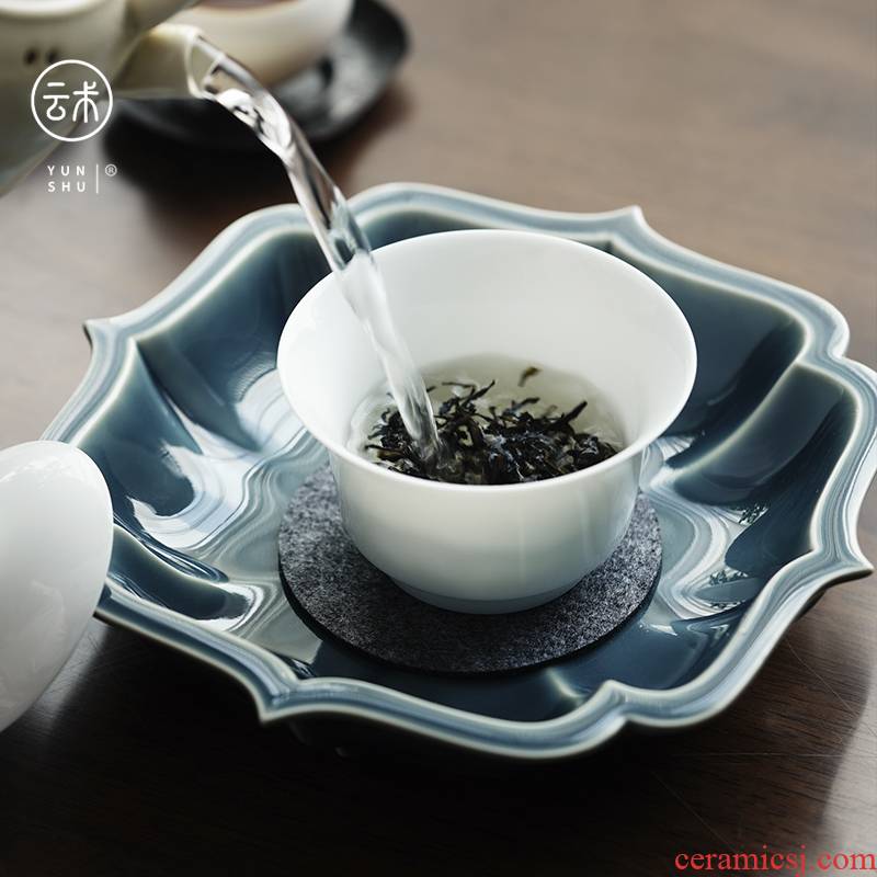 Cloud high temperature pure manual operation shadow the qing ji eight kind of optional blue glaze ceramic pot dry terms plate of appreciating the plate compote