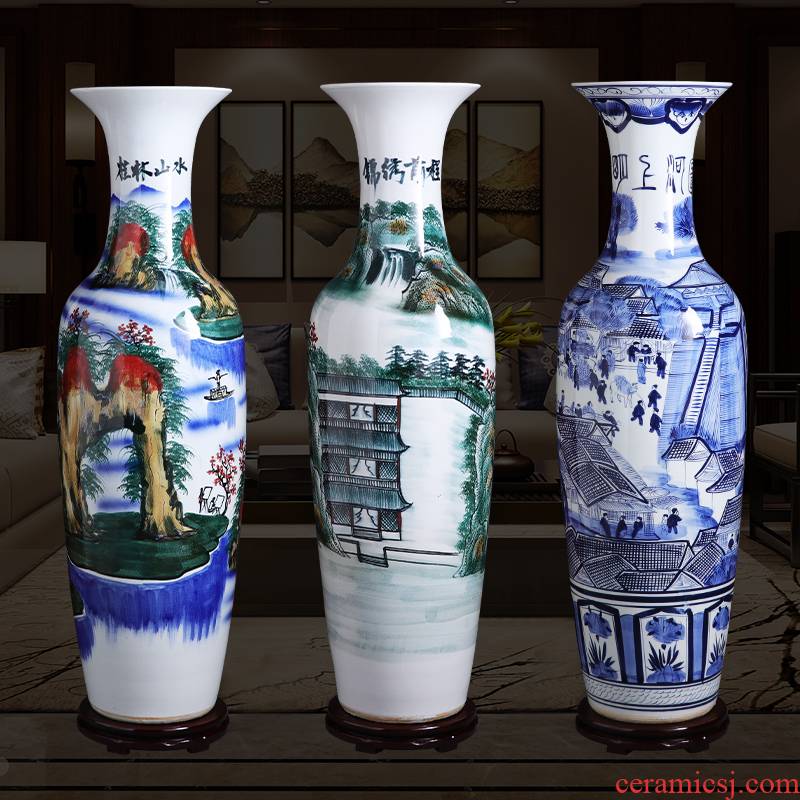Jingdezhen ceramic vase large landing hand - made porcelain porcelain of modern Chinese style home sitting room adornment is placed