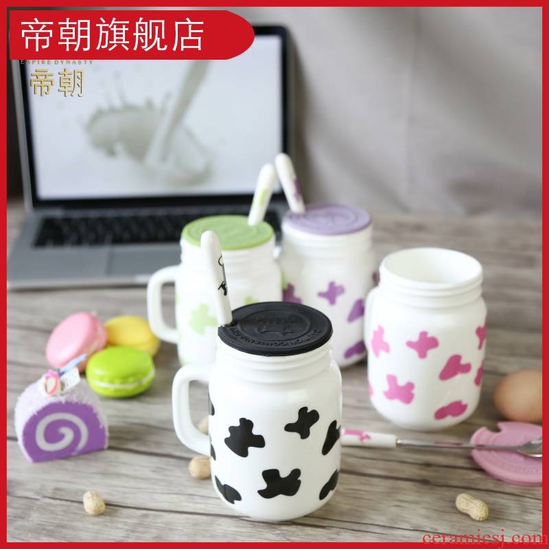 Emperor dynasty ceramic cup couples to cup express ideas with cover the spoon, milk coffee cups of water glass creative move