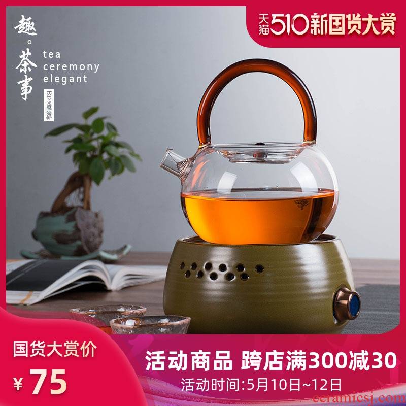 Black tea boiling tea ware glass teapot small electric heat kettle office TaoLu suit girder pot of household