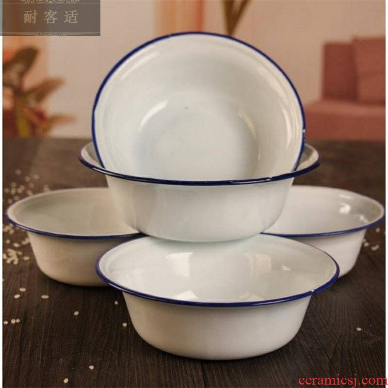 Thickening of pure white enamel bowls 80 old tinplate bowl of soup basin 18.20 cm ancient enamel the sink bowl