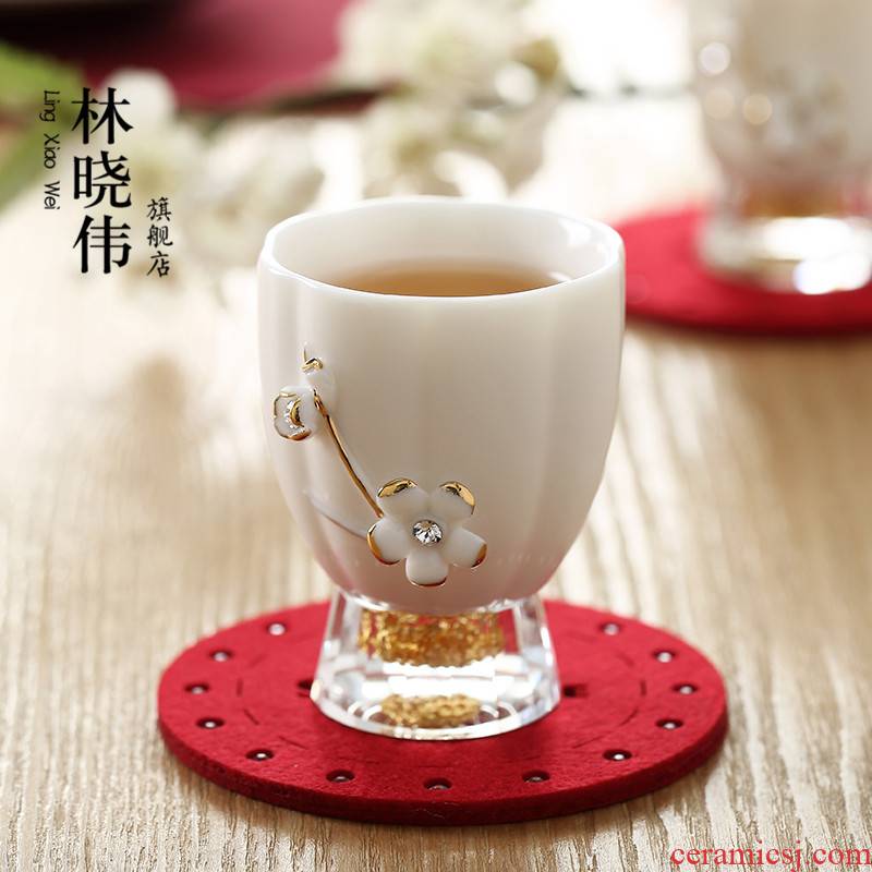 Dehua white porcelain ceramic cups sample tea cup kung fu tea master cup single CPU hat to a cup of tea light built small tea cups