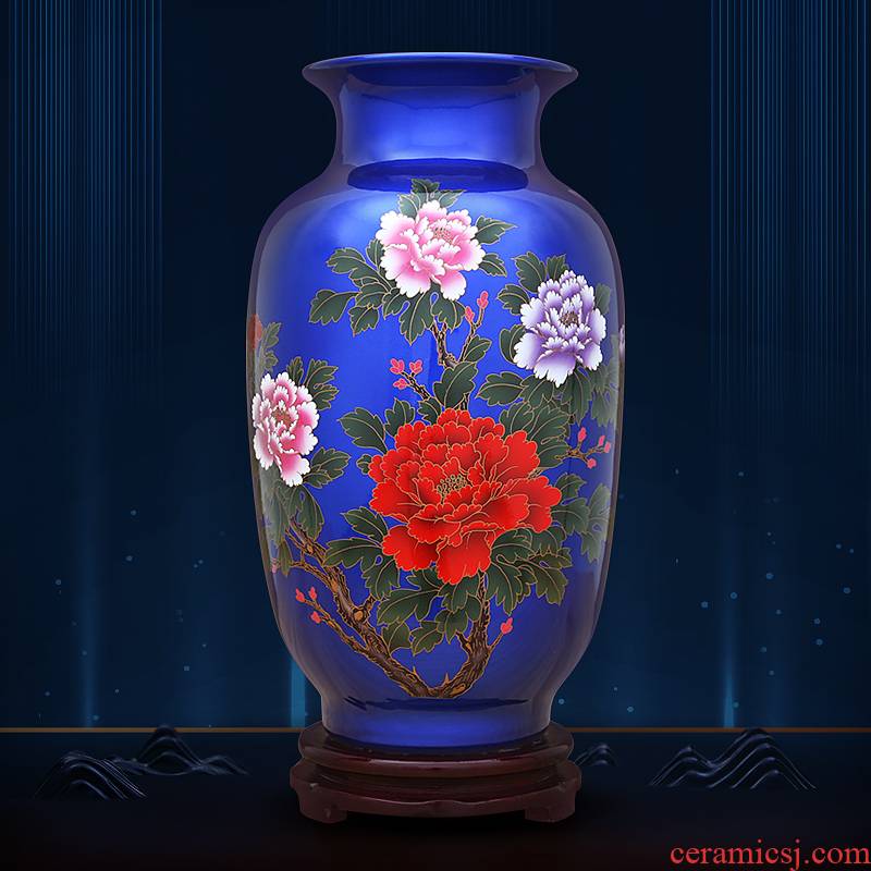 Jingdezhen ceramics vase furnishing articles blue flower arranging the sitting room of Chinese style household decorations arts and crafts porcelain decoration