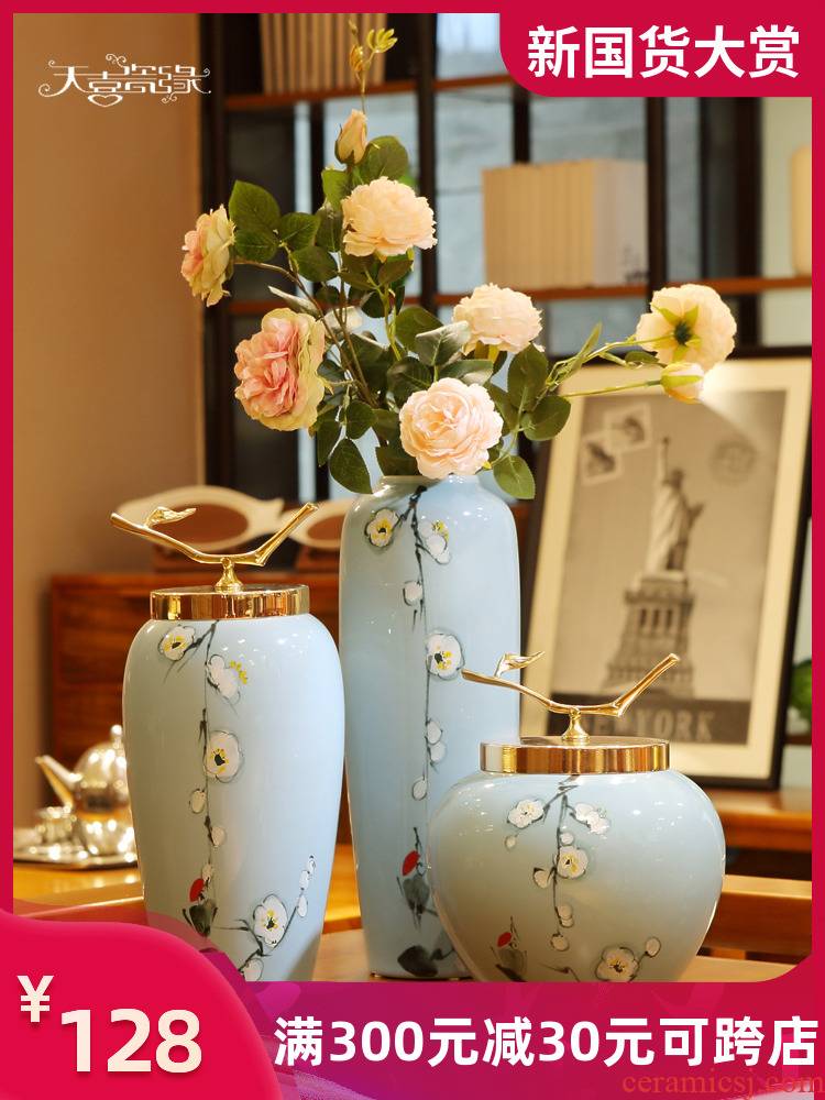 Modern new Chinese style home decoration ceramic vase restoring ancient ways is the sitting room porch place the dried flower arrangement table porcelain