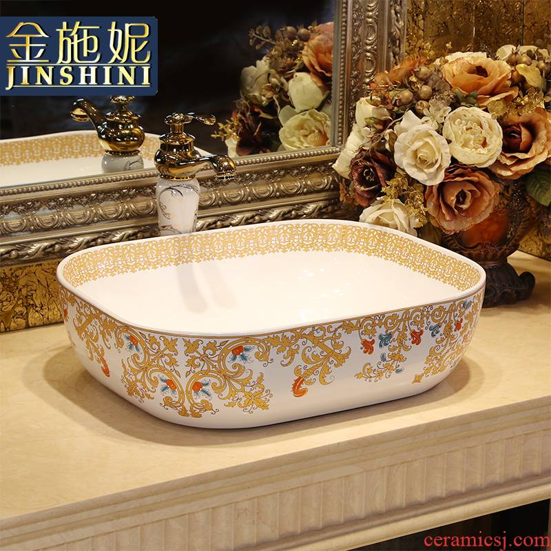 Gold cellnique stage basin of jingdezhen ceramic lavabo that defend bath continental basin hands pool face plate of fruit pipa