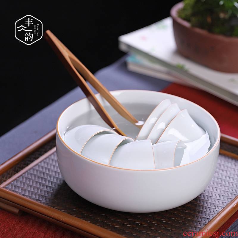 White porcelain large tea to wash to the ceramic cup hot washing cylinder water jar closed outline basin writing brush washer from tea cups kung fu tea accessories