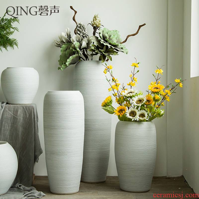 Jingdezhen ceramic vase of large sitting room dry flower arranging flowers furnishing articles contracted and I white clay flowerpots by hand