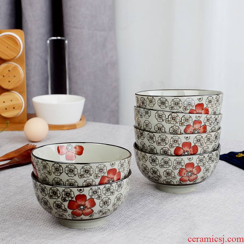 5 inches Six pack Japanese who ceramic rice bowl ankle more home to eat meal hot under the glaze color tableware