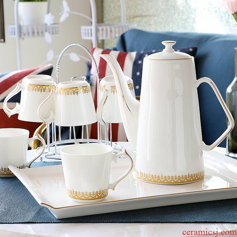 Cup of tea set suit household glass Cup tray was sitting room water with European Cup heat - resisting teapot kettle gift box