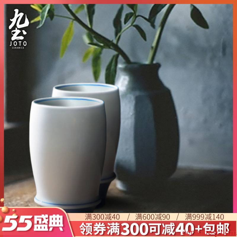 About Nine soil cup by hand Japanese blue and white to send cups of jingdezhen ceramics ceramic cups white large cups water