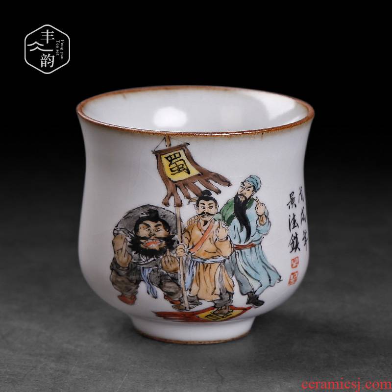 Hand draw your up of jingdezhen kunfu tea sample tea cup ceramic masters cup single CPU slicing can raise individual cup by Hand