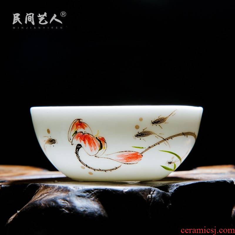 Jingdezhen ceramic hand - made of pu - erh tea cup blue - and - white kung fu tea master sample tea cup cup personal cup tea cup