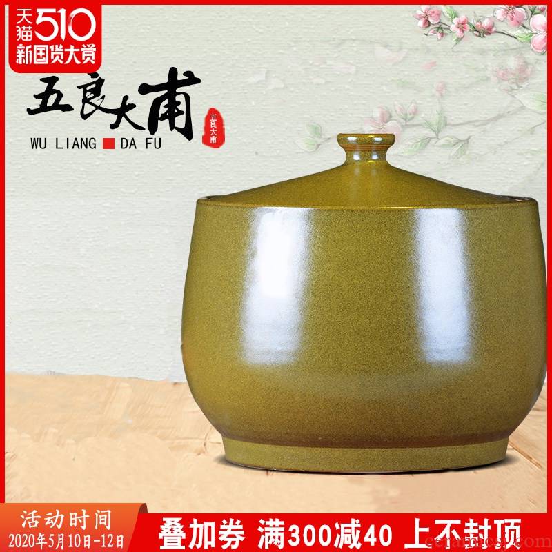 Jingdezhen ceramics barrel ricer box it tank with cover the jar tea at the end of the 15 kg 30 jins storage tank