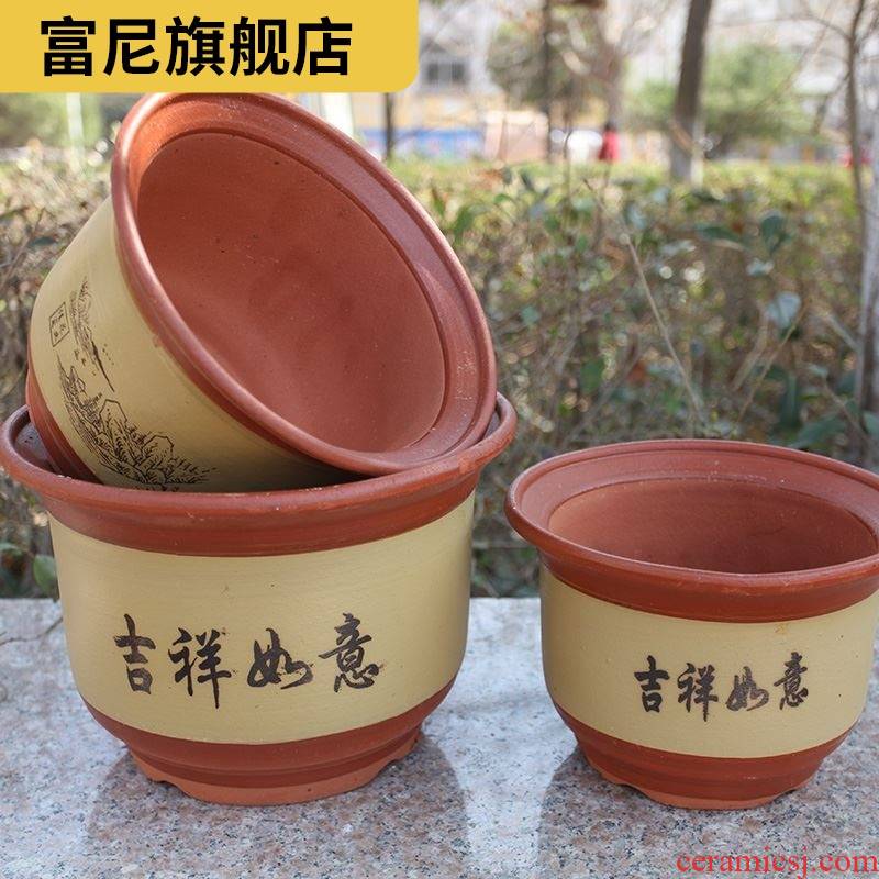 Rich, flowerpot clearance package mail oversized coarse pottery clay POTS purple large ceramic special red clay with pallets