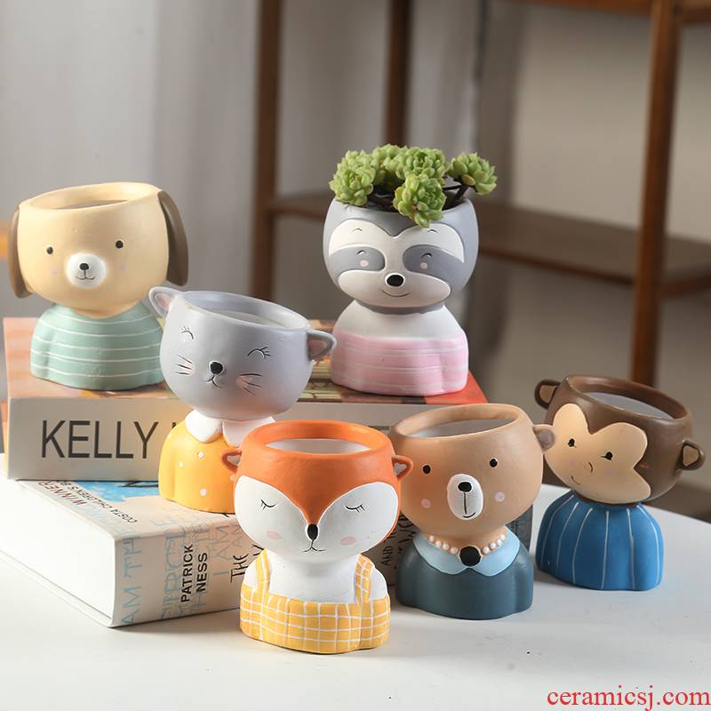 End of ceramic flower POTS of express it in the cartoon, fleshy here meat meat breathable specials Korean coloured drawing or pattern individual character basin