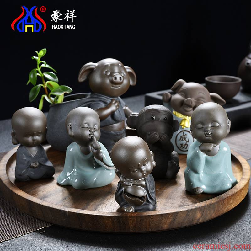 Creative furnishing articles pet boutique violet arenaceous the young monk tea to keep tea tea tea tea accessories household elder brother up play fun