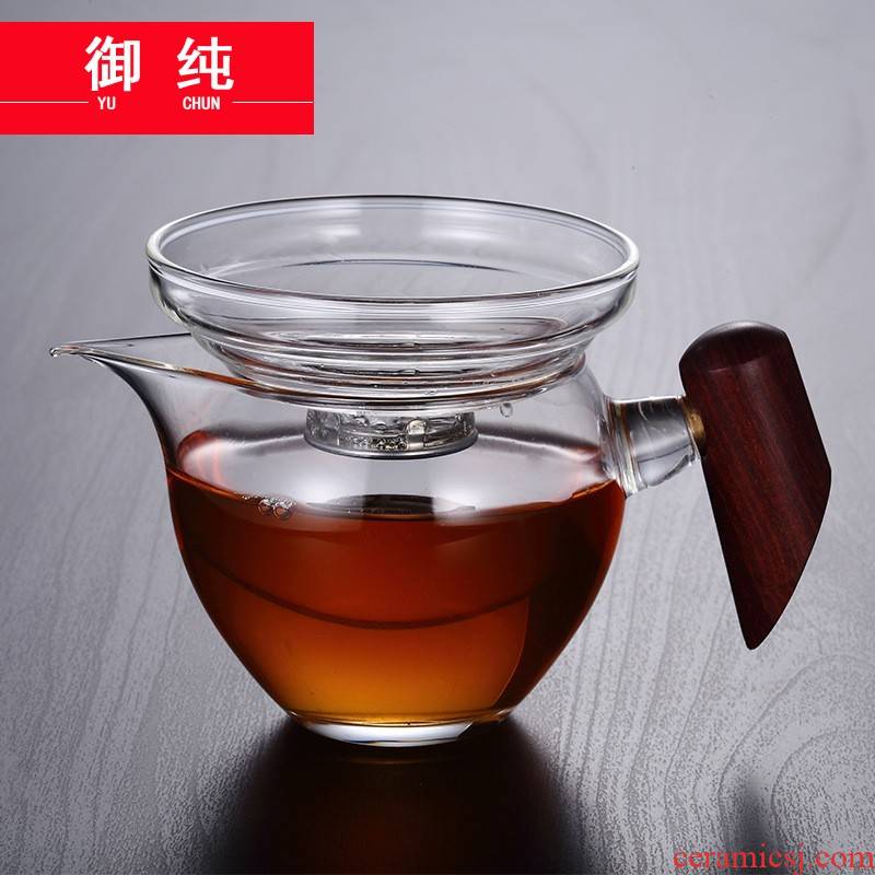 Royal fair pure glass cup and cup) suit thickening heat large tea sea points, kung fu tea accessories