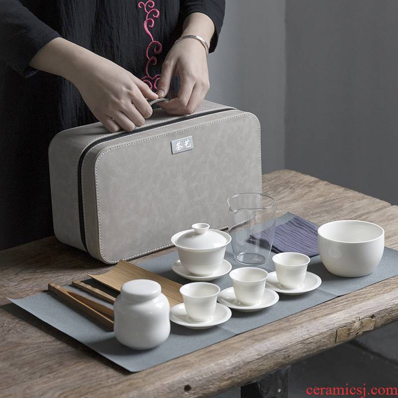 White porcelain travel tea tureen tea caddy fixings tea wash tea set would small suit can be customized logo