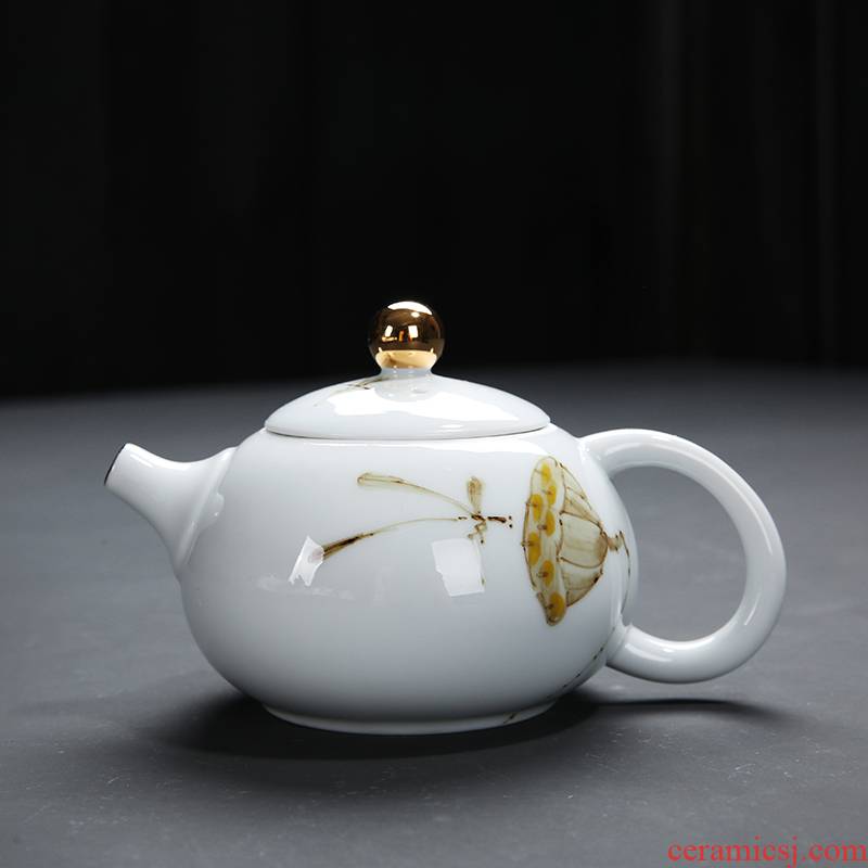 Hand - made ceramic teapot household kung fu tea set filter tea kettle landscape painting craft teapot xi shi pot