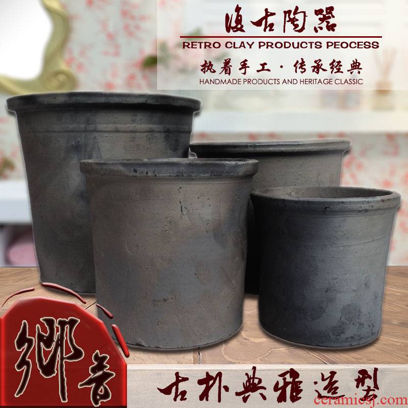 Thick black pottery clay permeability clivia camellia trees flower POTS potted bonsai creative clay made of baked clay by hand full package of mail