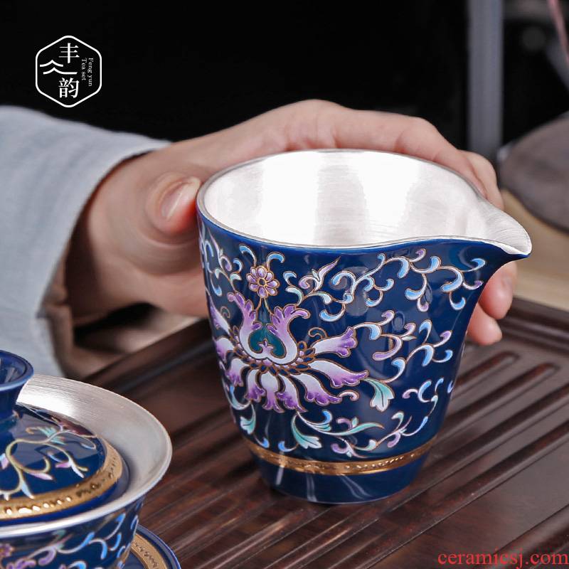 Jingdezhen blue and white porcelain coppering. As fair silver ceramic tea a single tea antique silver sea device home and a cup of tea