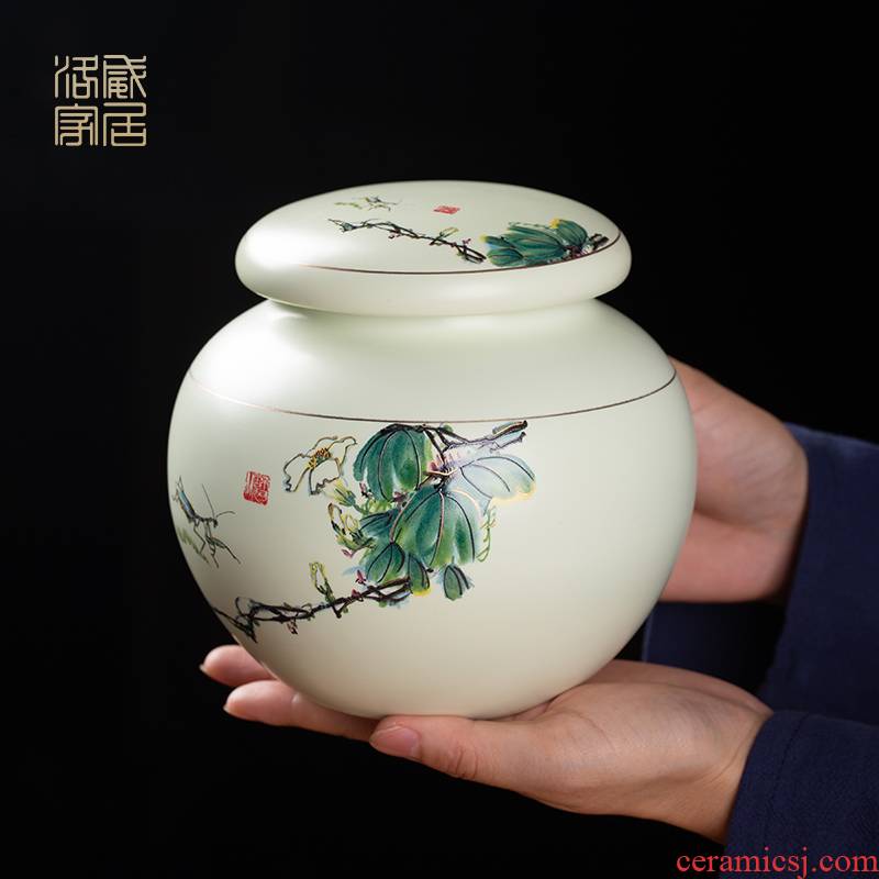 Blower, jingdezhen ceramic tea caddy fixings box of goods can of pu 'er tea pot receives large kung fu tea set