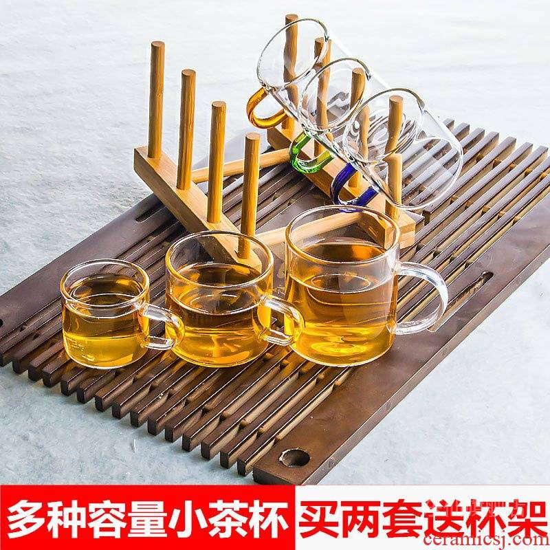 The small glass cup with little sample tea cup transparent glass heat of kung fu tea set more suit kunfu tea cup
