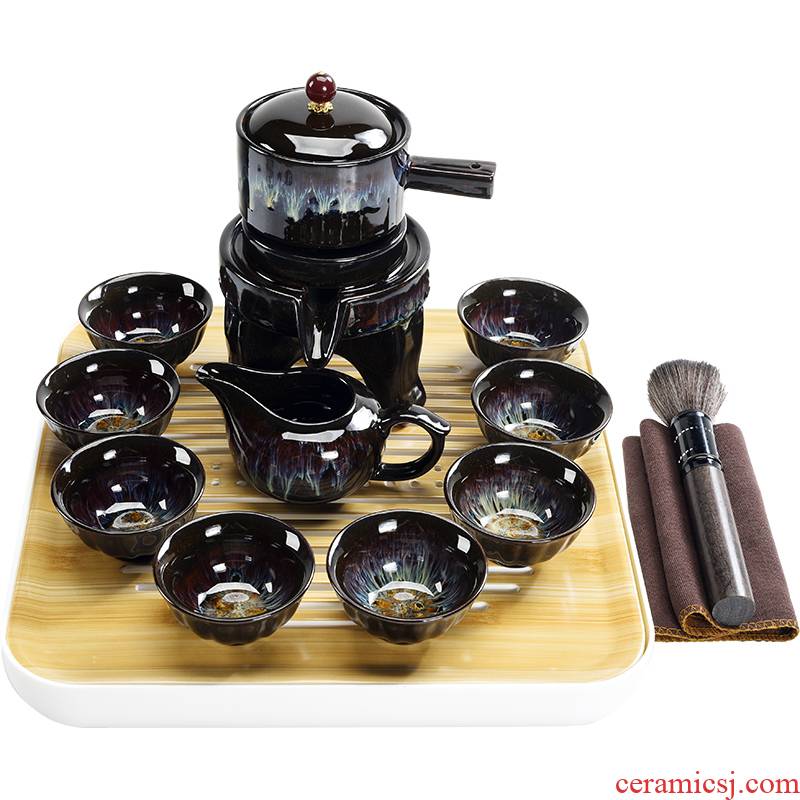 Household temmoku glazed pottery kilns to get built automatically atone teapot tea cups of lamp that kung fu tea set