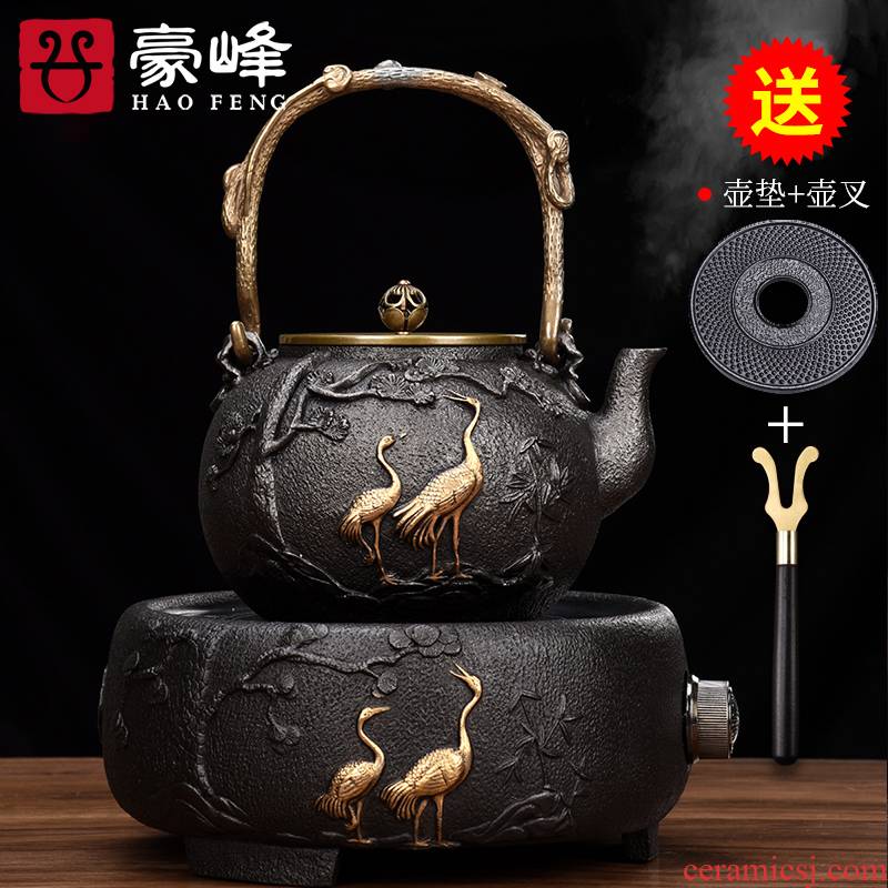 HaoFeng Japanese size iron pot of tea kettle cordless retro teapot manual cast iron pot of tea set