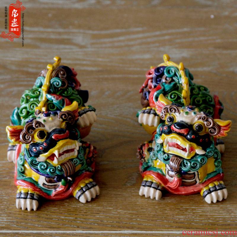 Jingdezhen ceramic furnishing articles colorful kirin lion household act the role ofing is tasted, the mythical wild animal ceramic furnishing articles furnishing articles
