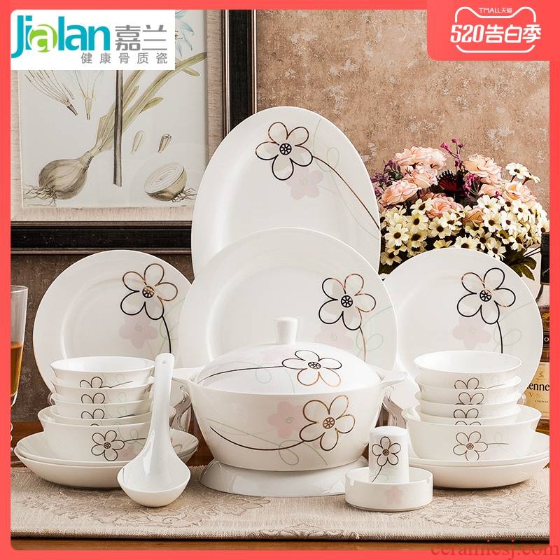 Garland ipads porcelain tableware and contracted and pure and fresh household optional dish plate spoon practical free collocation with large soup bowl