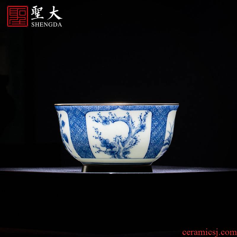 The big blue and white notes to by patterns teacups hand - made ceramic kung fu master cup sample tea cup of jingdezhen tea service