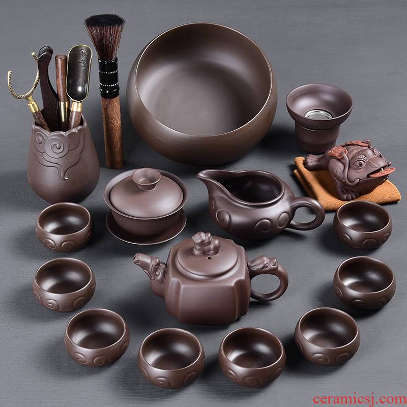 Tao blessing ancient violet arenaceous kung fu tea set suit household zisha teapot teacup tea tea set suit group