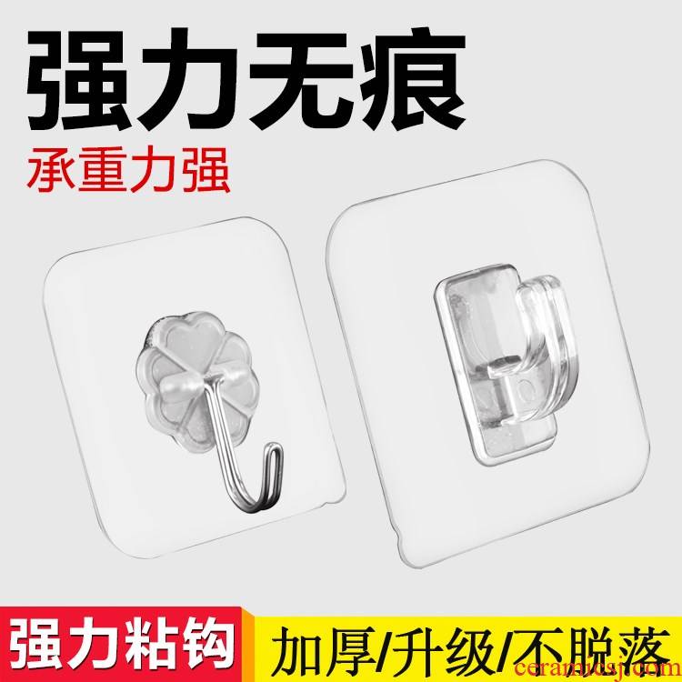 Strong adhesive stick hook wall hook punch bearing free cement wall ceramic tile lime white wall hook clasps to stick