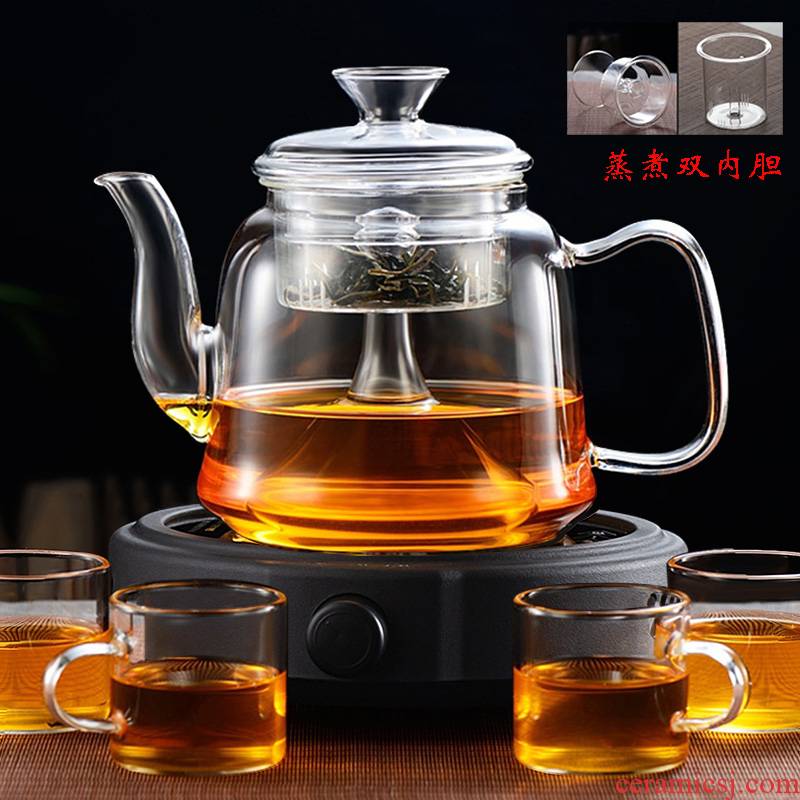 Glass teapot electric TaoLu boiled tea steamer steaming tea ware household high - temperature steam distillation kettle to thicken the tea set