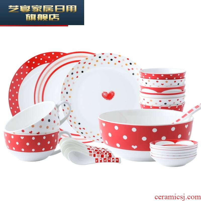Korean dishes suit dishes household jingdezhen ceramics creative use 2 wedding gifts tableware suit
