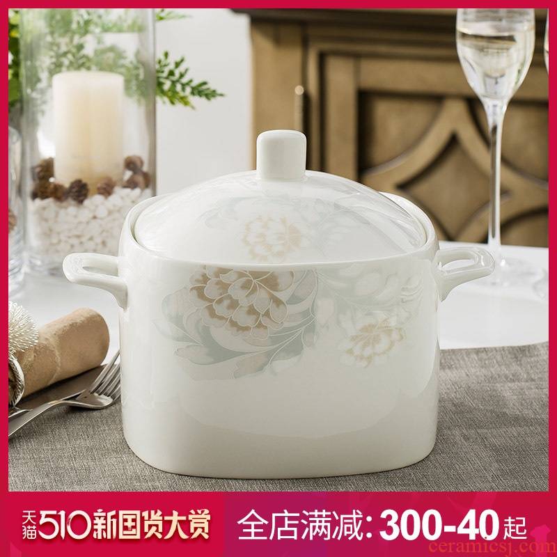 Ipads China big bowl soup pot nine inches pot soup of jingdezhen ceramics basin home with cover