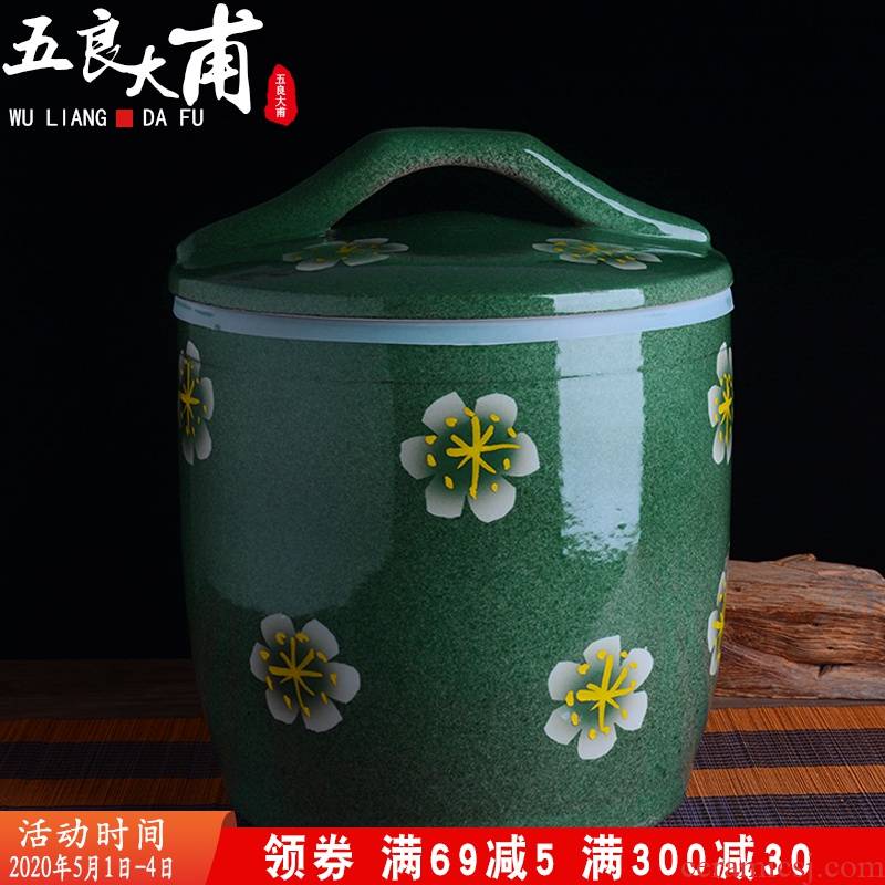 Jingdezhen ceramic barrel with cover home 10 jins 20 to 30 jins flour barrels old insect - resistant seal storage tank