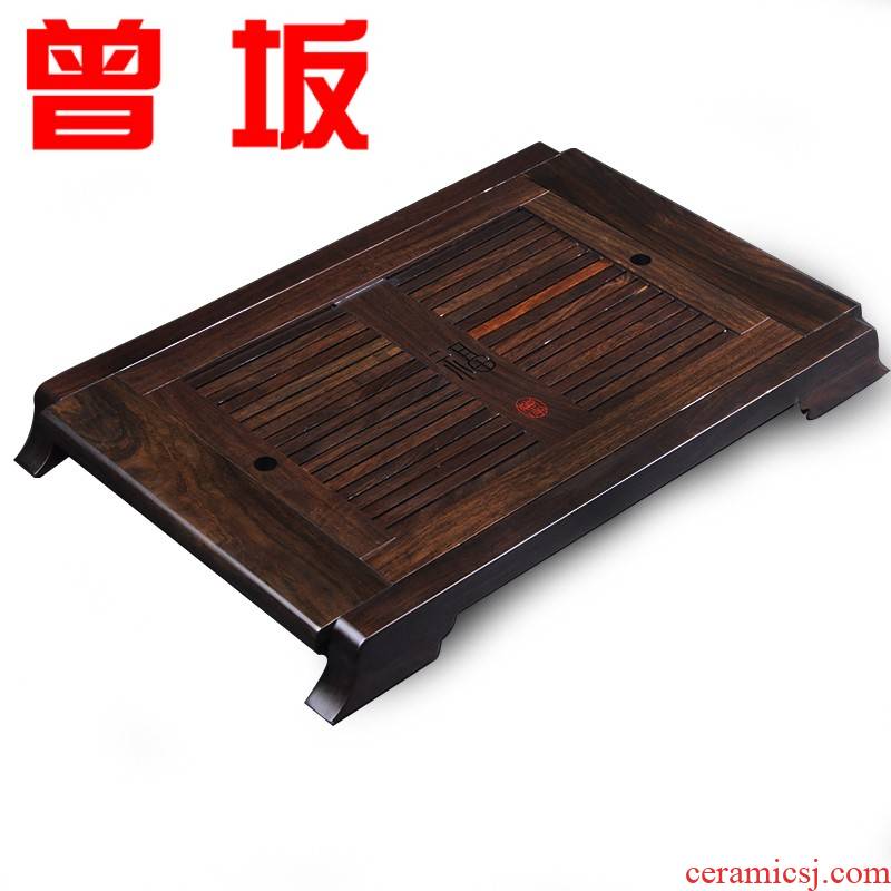 Once sitting ebony tea tray ebony wood tea table stainless steel chassis ground extension thickening tea tea set