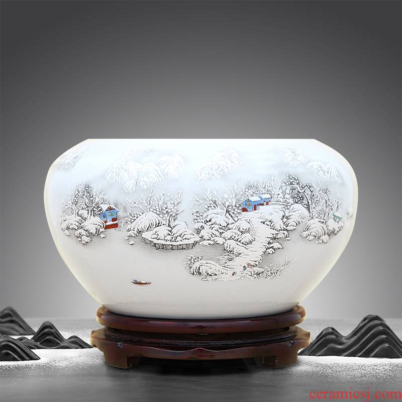 Jingdezhen ceramic aquarium tortoise cylinder water lily always sitting room place to live in a hydroponic flower implement decorations arts and crafts
