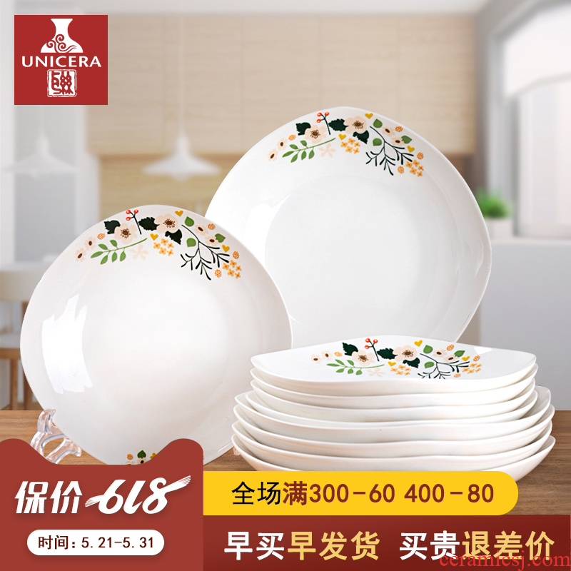 10 dish dish dish household combination suit ipads porcelain tableware jingdezhen ceramic creative dish plate of Chinese style