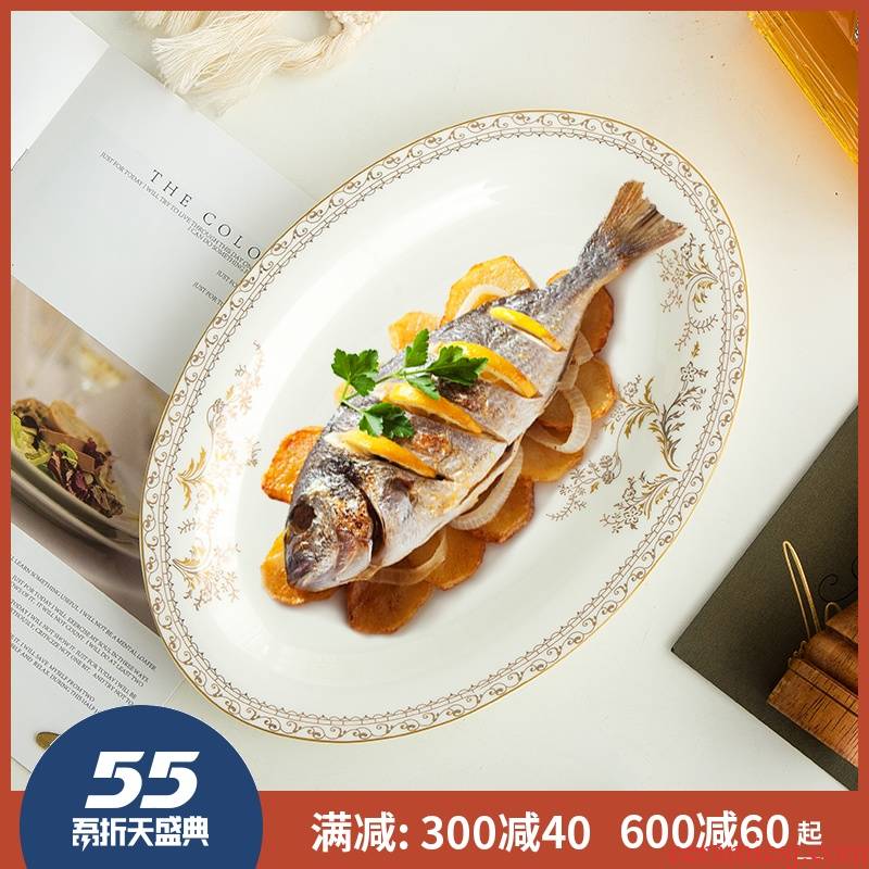 12 inches of ipads fish dish of fish dishes up phnom penh jingdezhen ceramics oval European household porcelain