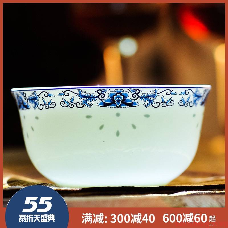 Jingdezhen ceramics ipads porcelain bowl set tableware rice bowls restoring ancient ways porringer combination of blue and white porcelain bowls to eat